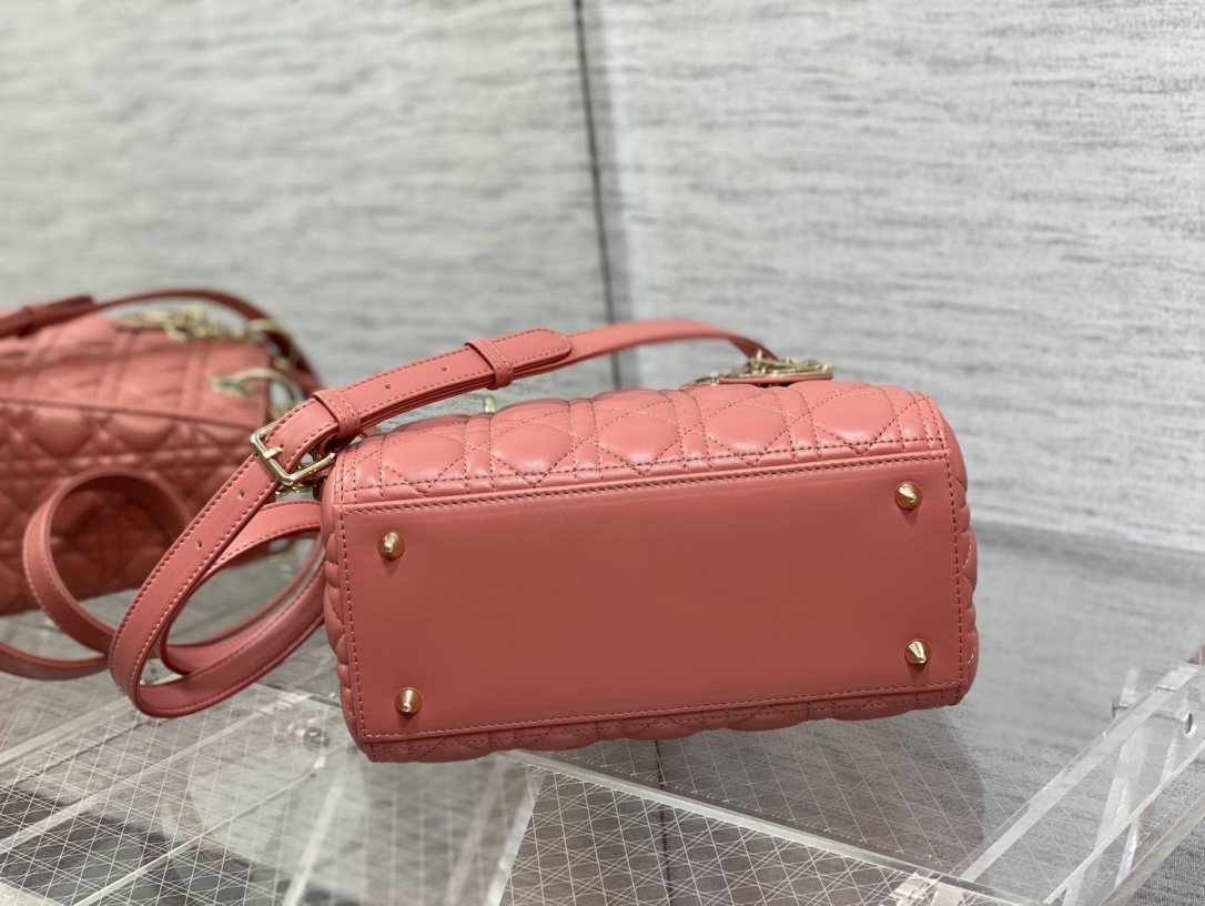 Medium Lady Dior Bag Coral Cannage Lambskin